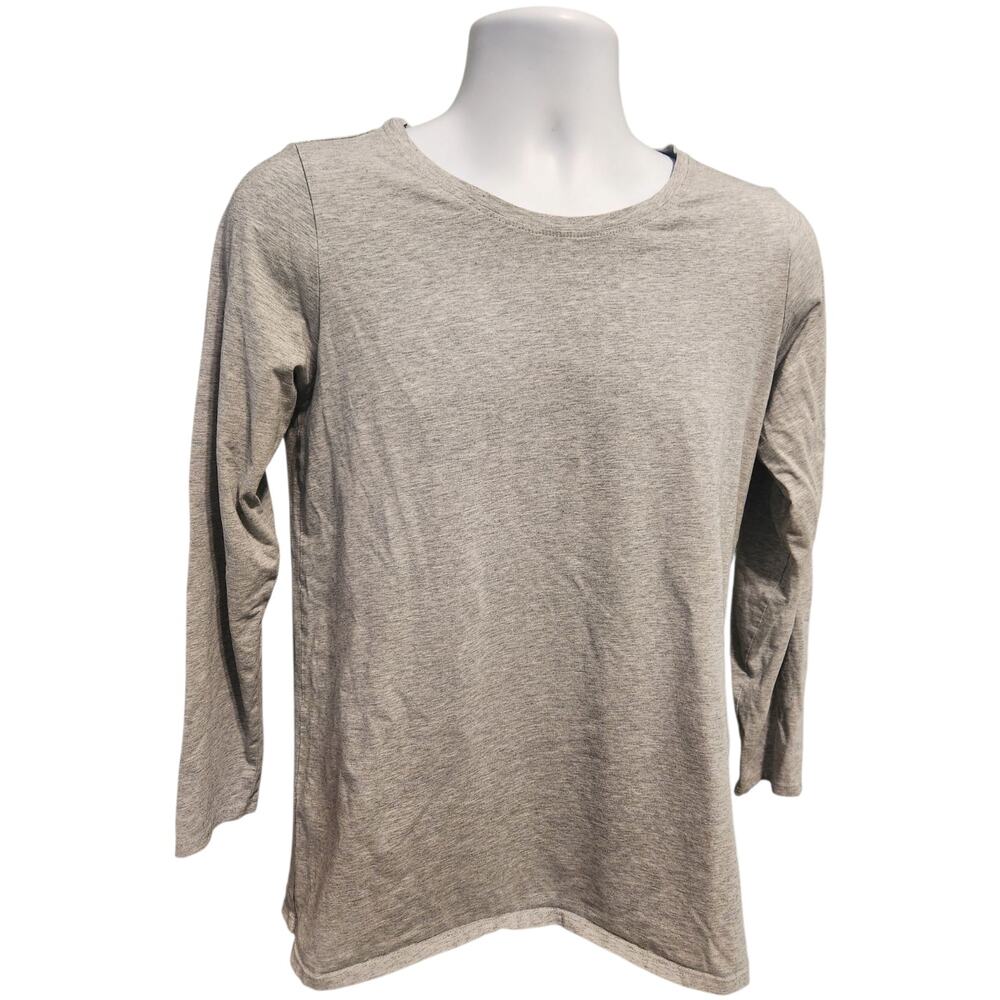 Soft Surroundings Womens Long Sleeve Crewneck Heather Gray Basic Tee Top